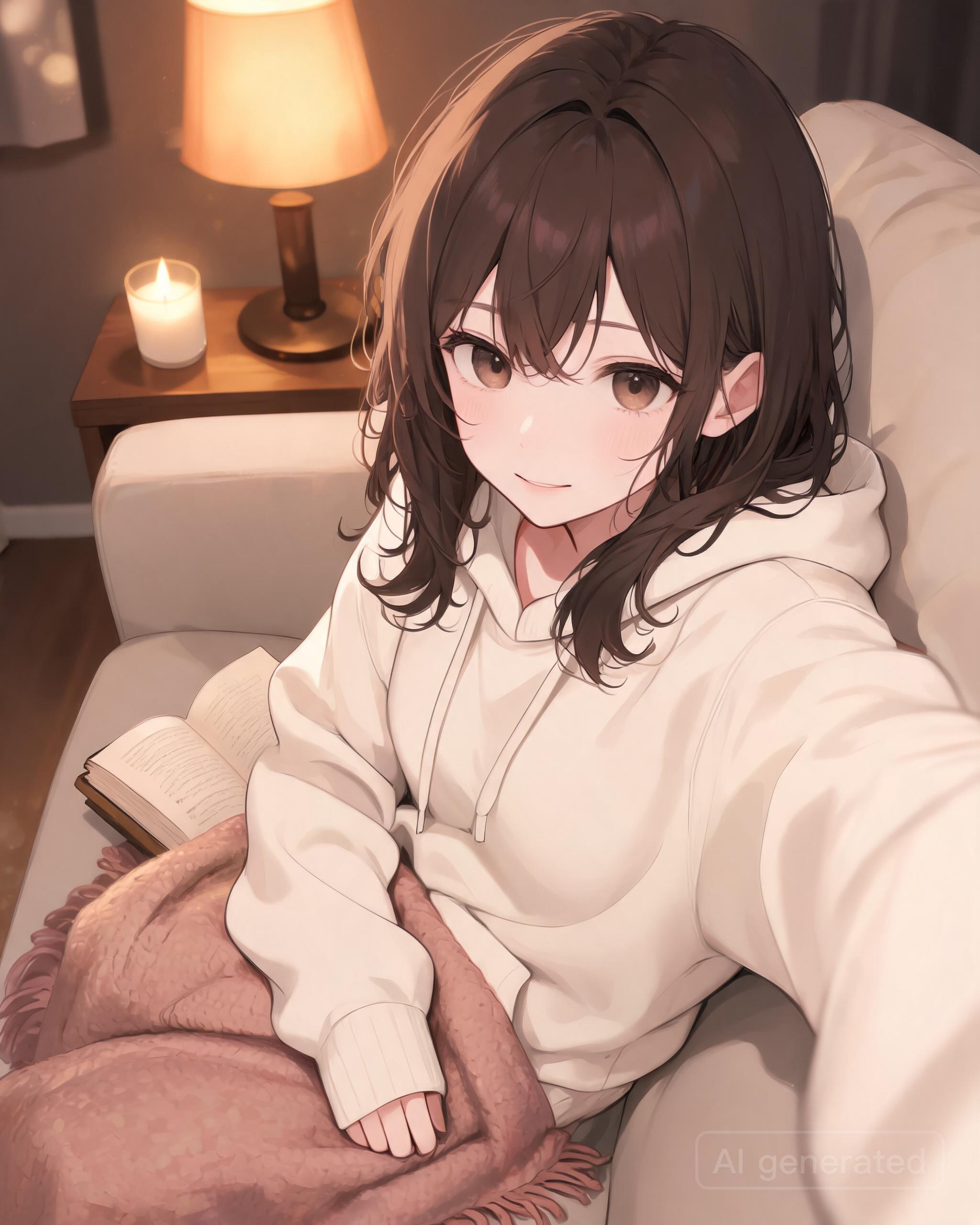 her on the couch in the evening