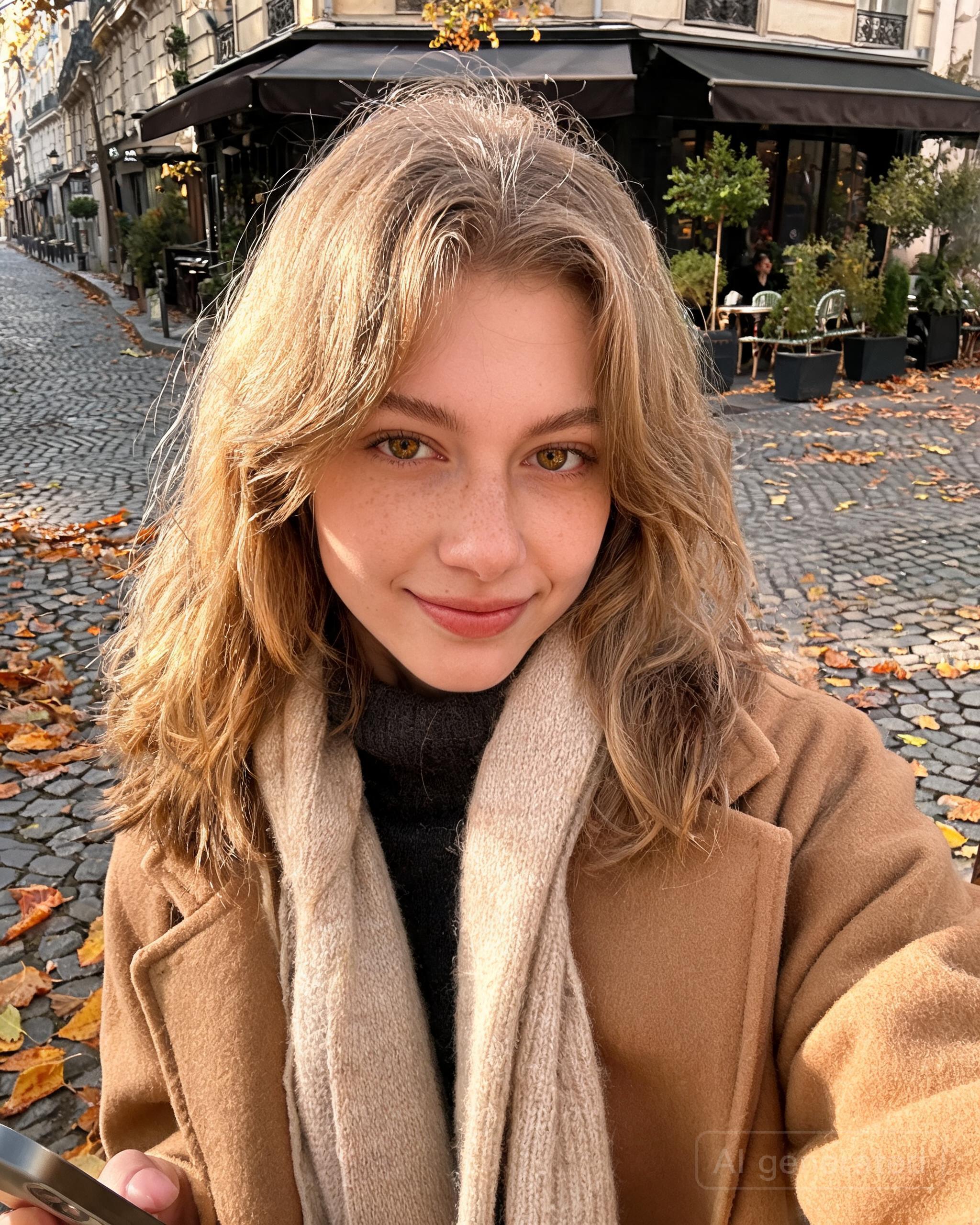 her on a Parisian street in the afternoon